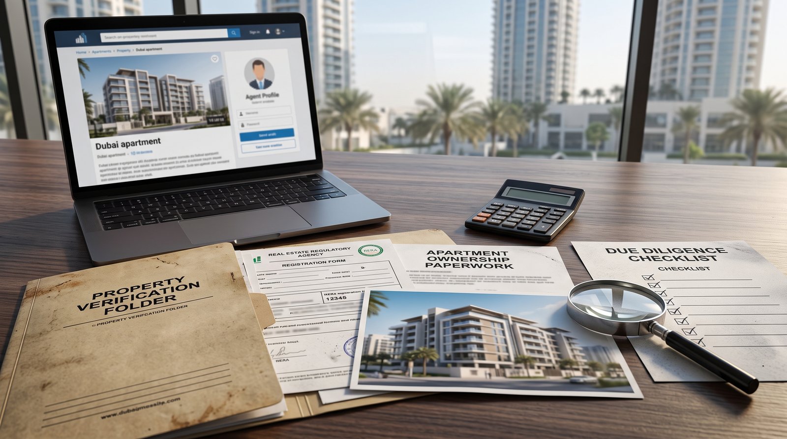 Checking Dubai property listings and agent credentials