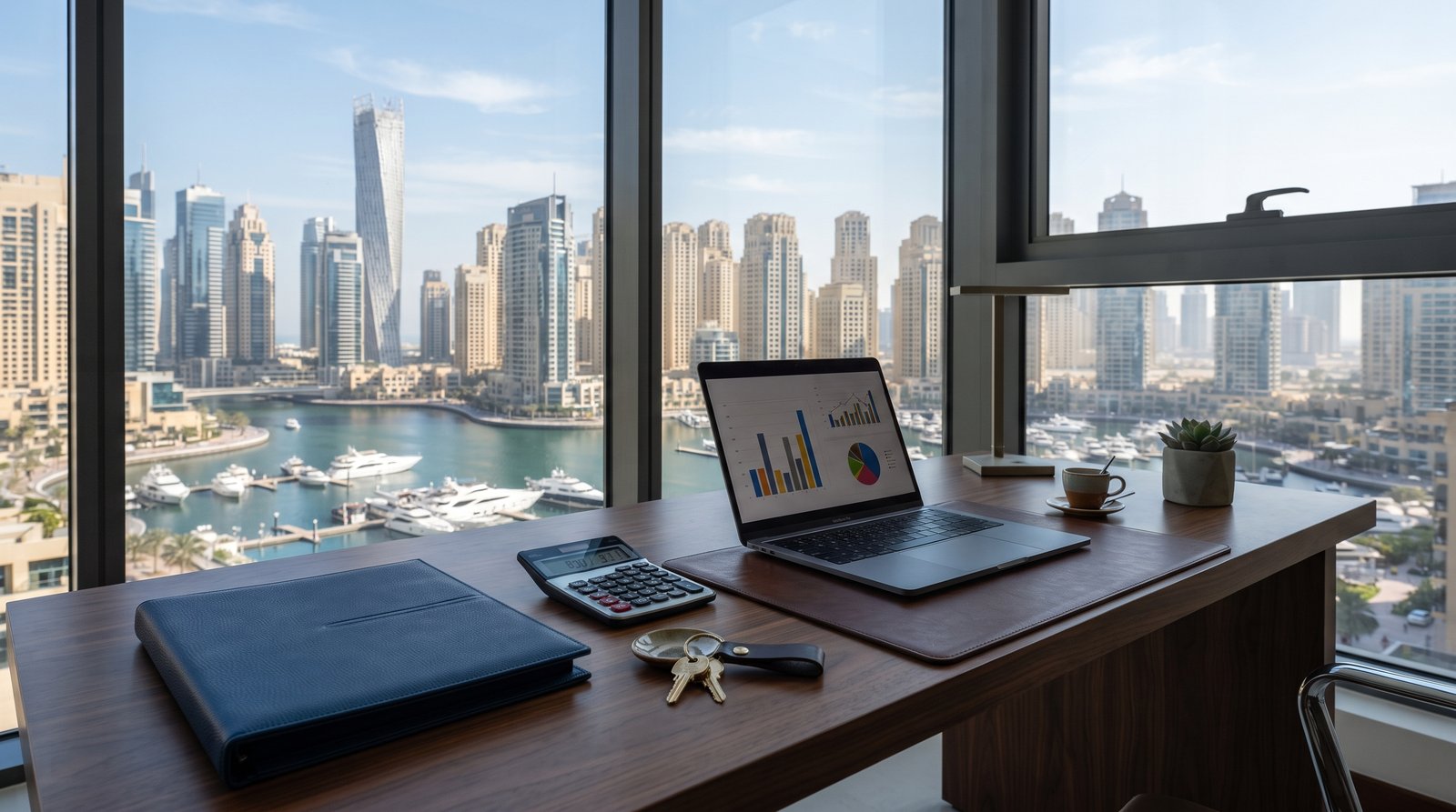 Dubai Marina property investment documents and financial planning setup for UK buyers